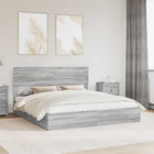 Storage bed with drawer Grey Sonoma 200 x 200 cm Engineered wood