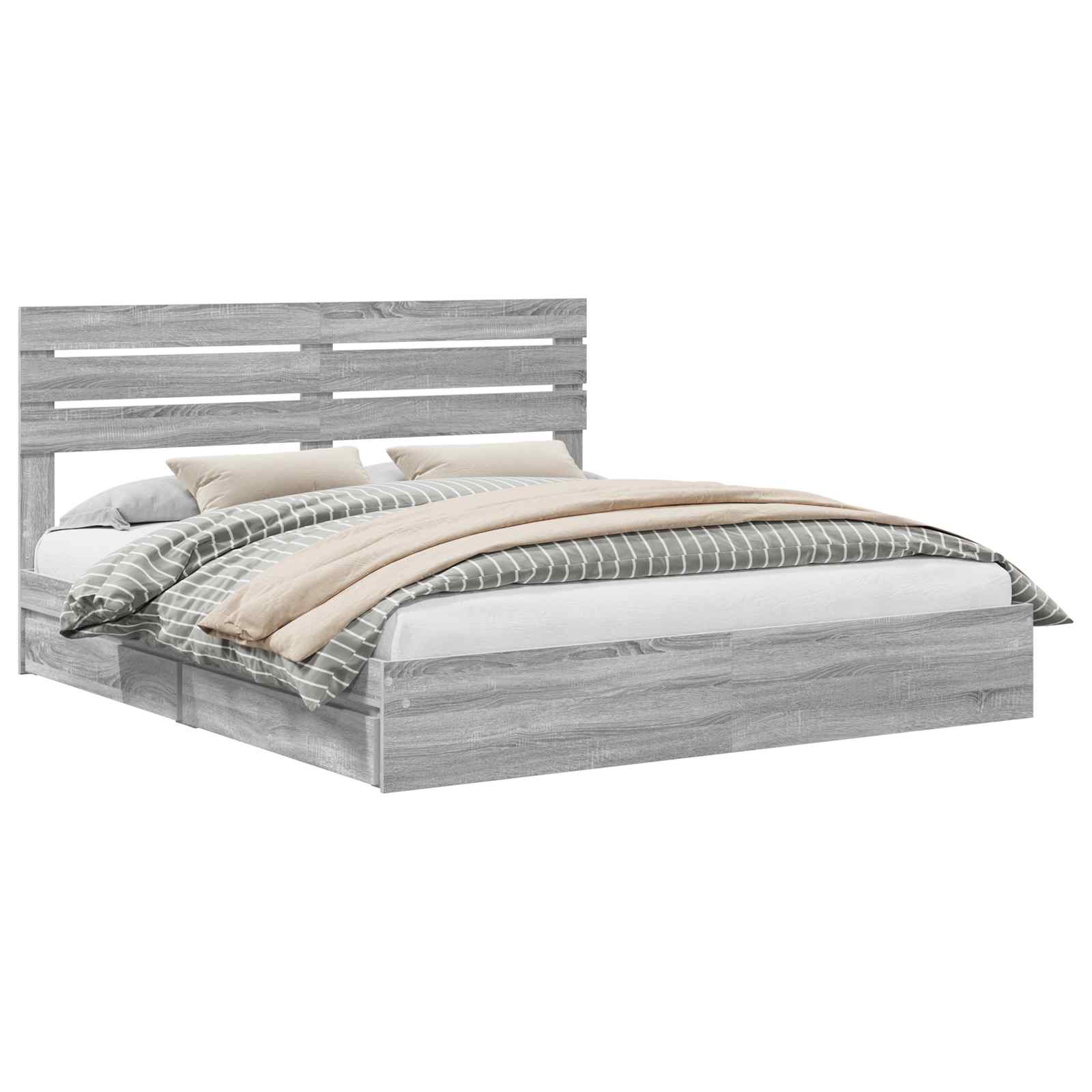 Bedframe met lade Grijs Sonoma 200 x 200 cm Bewerkt hout