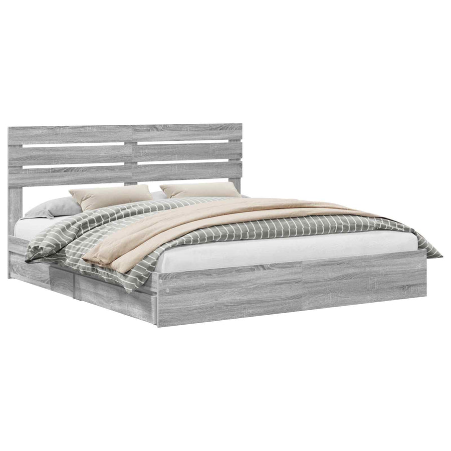 Bedframe met lade Grijs Sonoma 200 x 200 cm Bewerkt hout