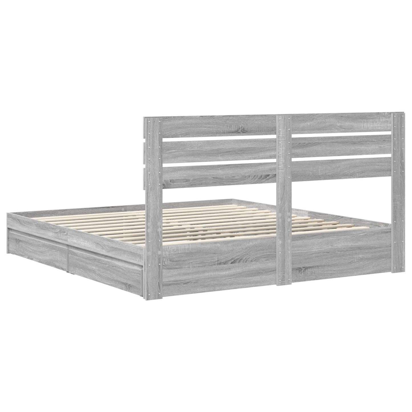 Bedframe met lade Grijs Sonoma 200 x 200 cm Bewerkt hout