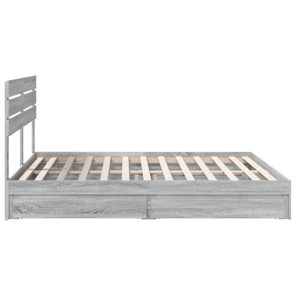 Bedframe met lade Grijs Sonoma 200 x 200 cm Bewerkt hout