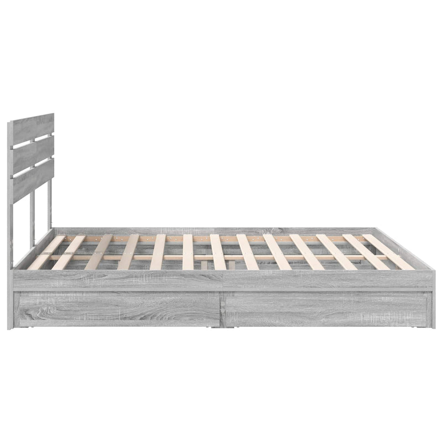 Bedframe met lade Grijs Sonoma 200 x 200 cm Bewerkt hout