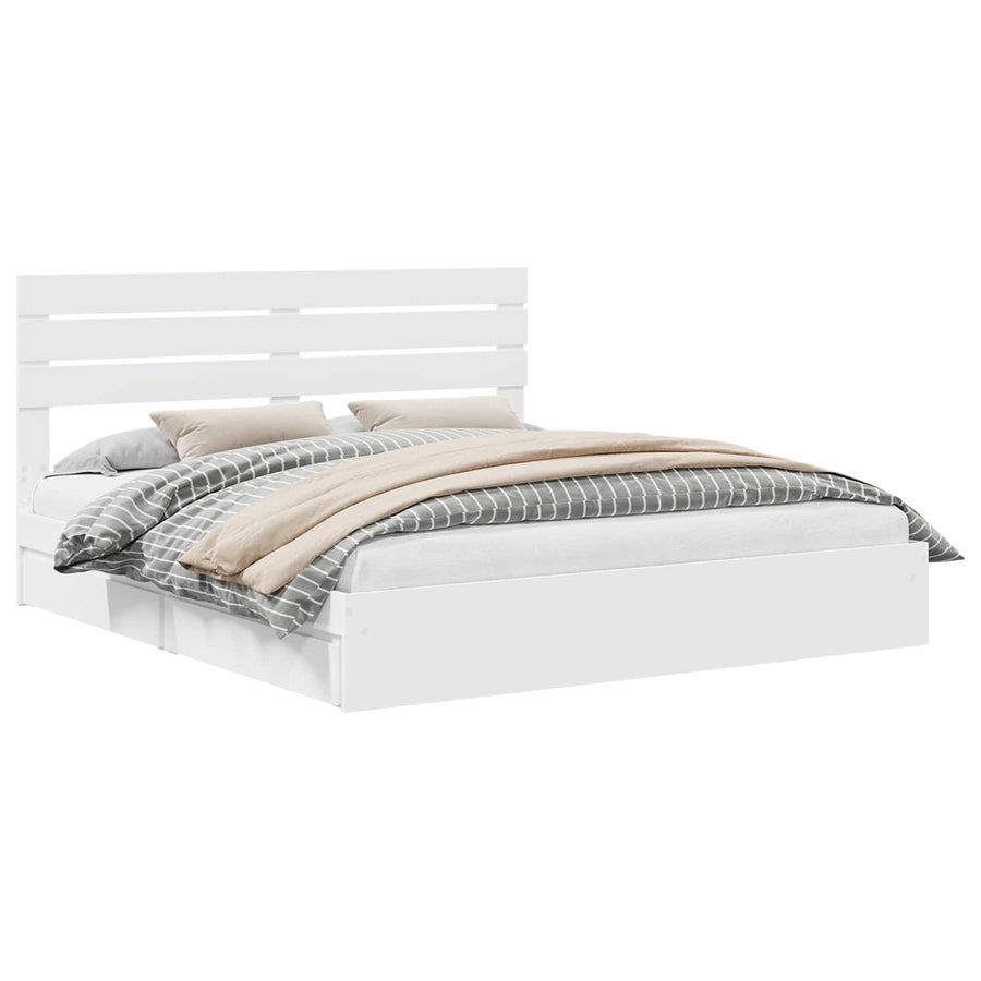 Opslag bed met hoofdeinde Wit 180 x 200 cm Bewerkt hout