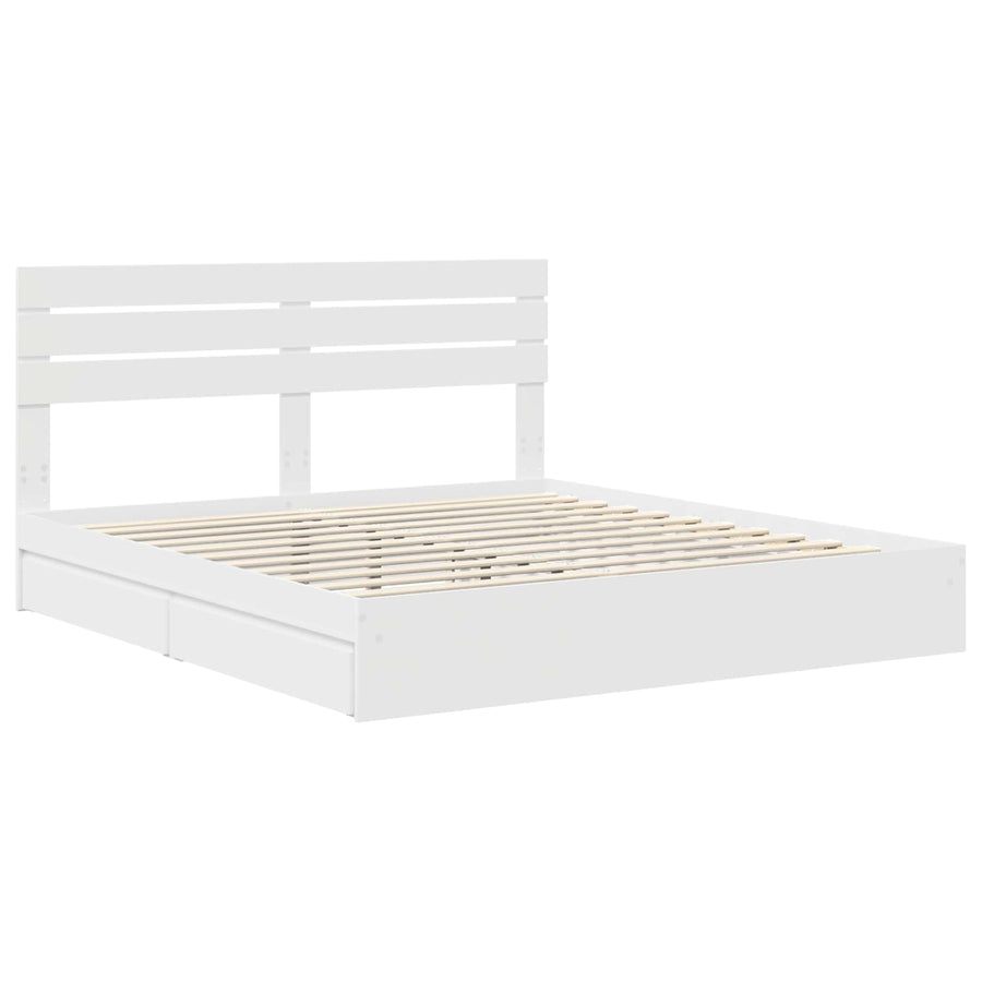 Opslag bed met hoofdeinde Wit 180 x 200 cm Bewerkt hout