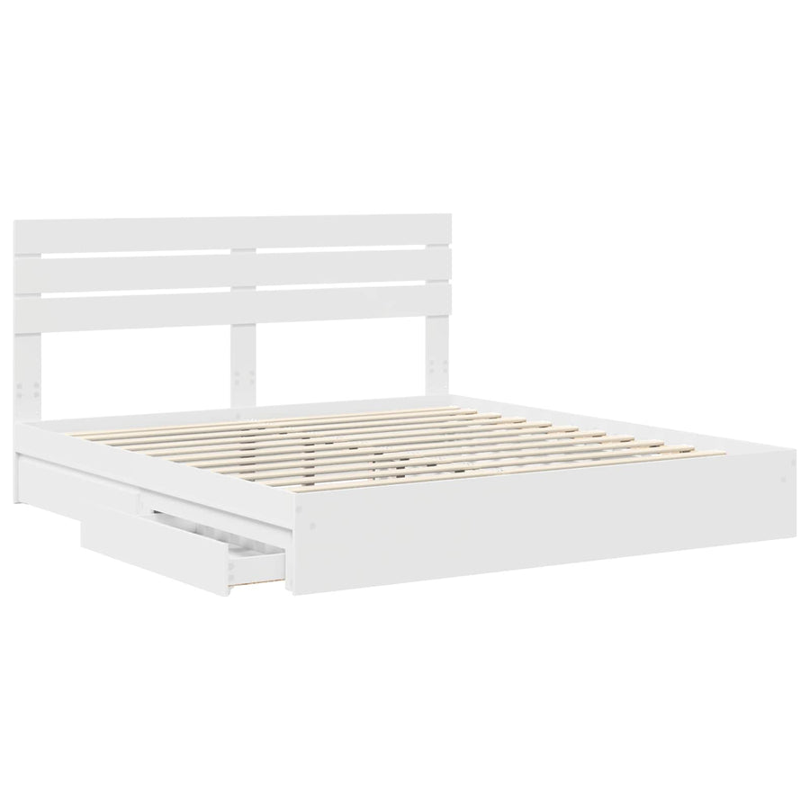Opslag bed met hoofdeinde Wit 180 x 200 cm Bewerkt hout