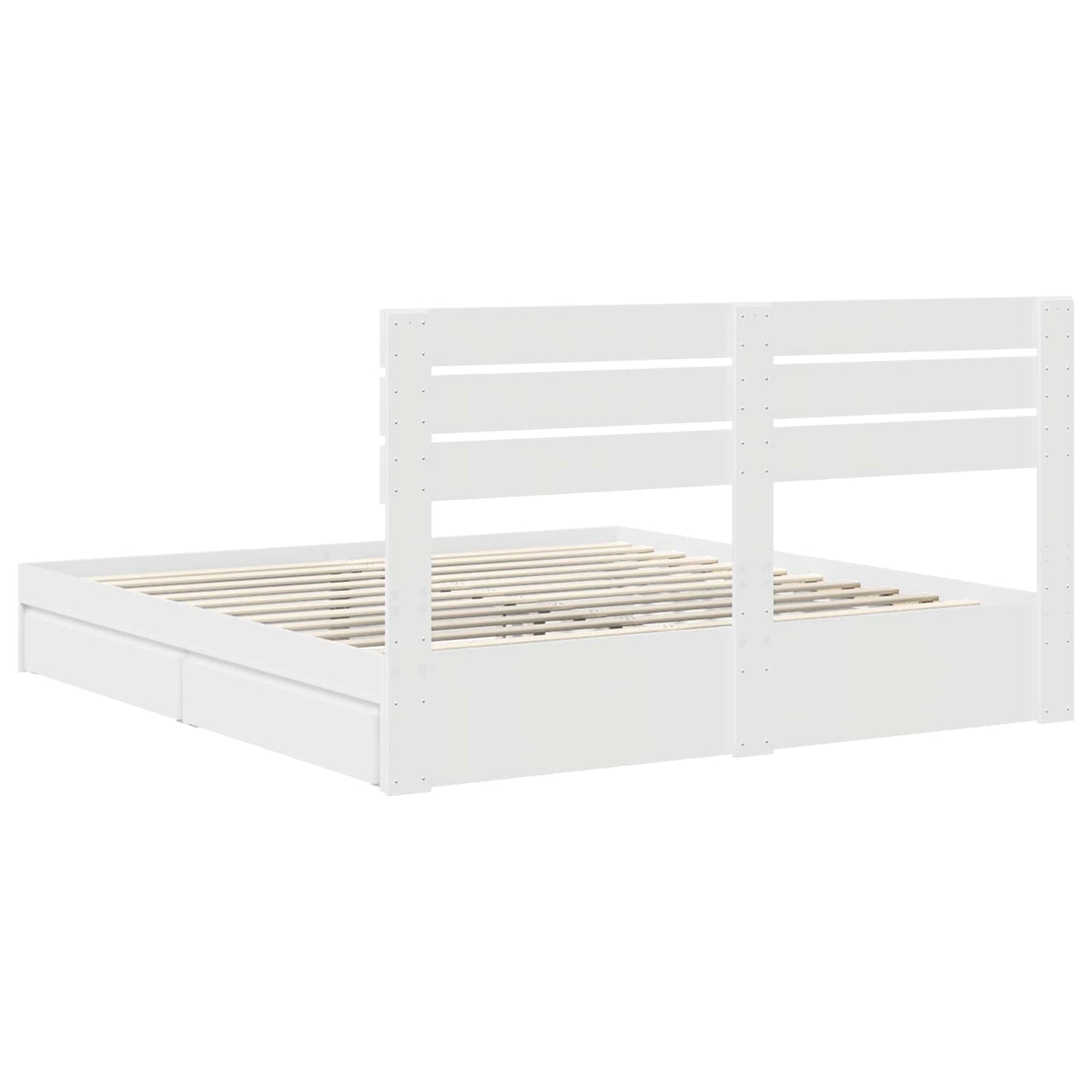 Opslag bed met hoofdeinde Wit 180 x 200 cm Bewerkt hout