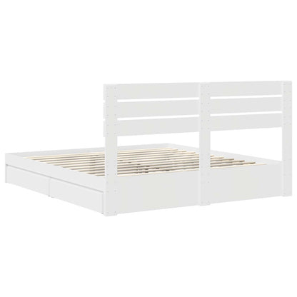 Opslag bed met hoofdeinde Wit 180 x 200 cm Bewerkt hout