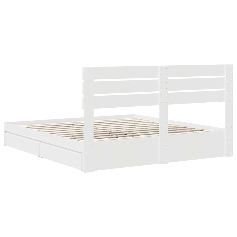 Opslag bed met hoofdeinde Wit 180 x 200 cm Bewerkt hout