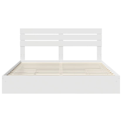 Opslag bed met hoofdeinde Wit 180 x 200 cm Bewerkt hout