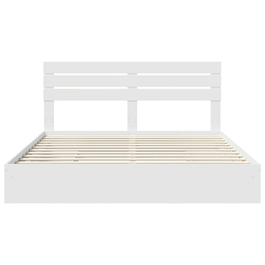 Opslag bed met hoofdeinde Wit 180 x 200 cm Bewerkt hout