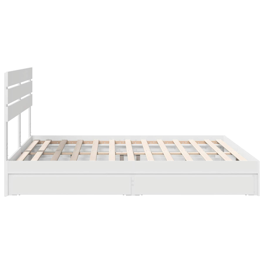 Opslag bed met hoofdeinde Wit 180 x 200 cm Bewerkt hout