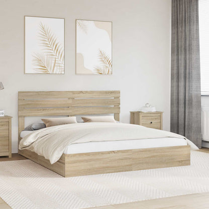 Opslag bed met lade Sonoma Eiken 180 x 200 cm Bewerkt hout