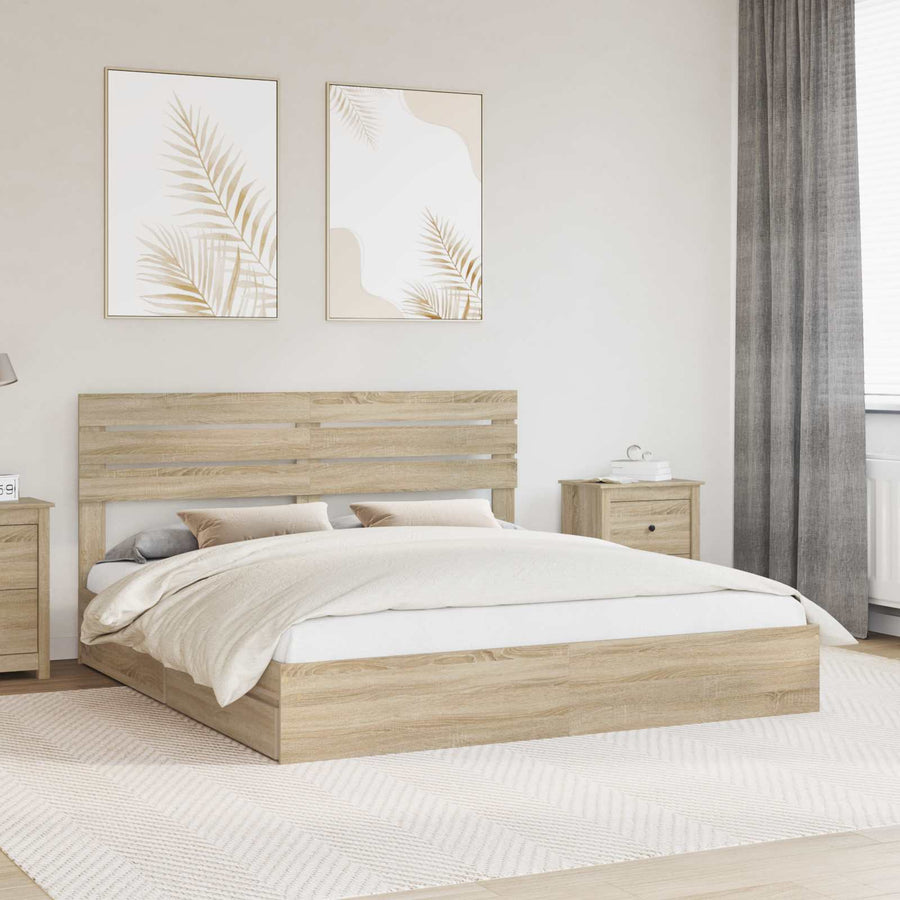 Opslag bed met lade Sonoma Eiken 180 x 200 cm Bewerkt hout