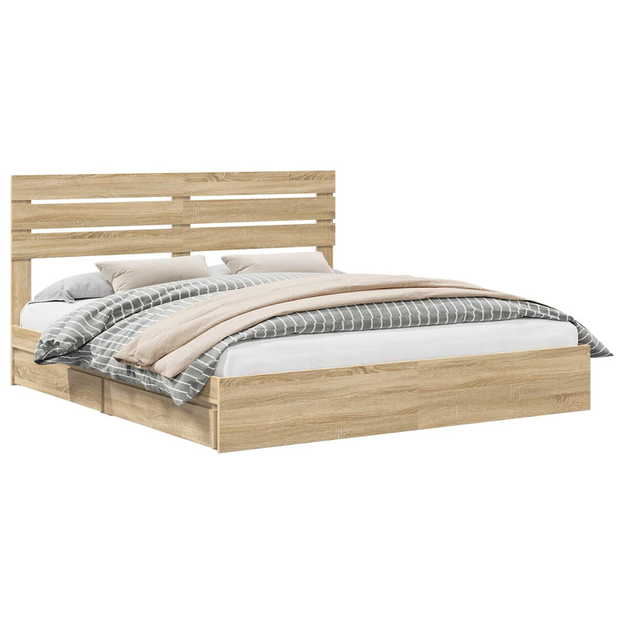 Opslag bed met lade Sonoma Eiken 180 x 200 cm Bewerkt hout