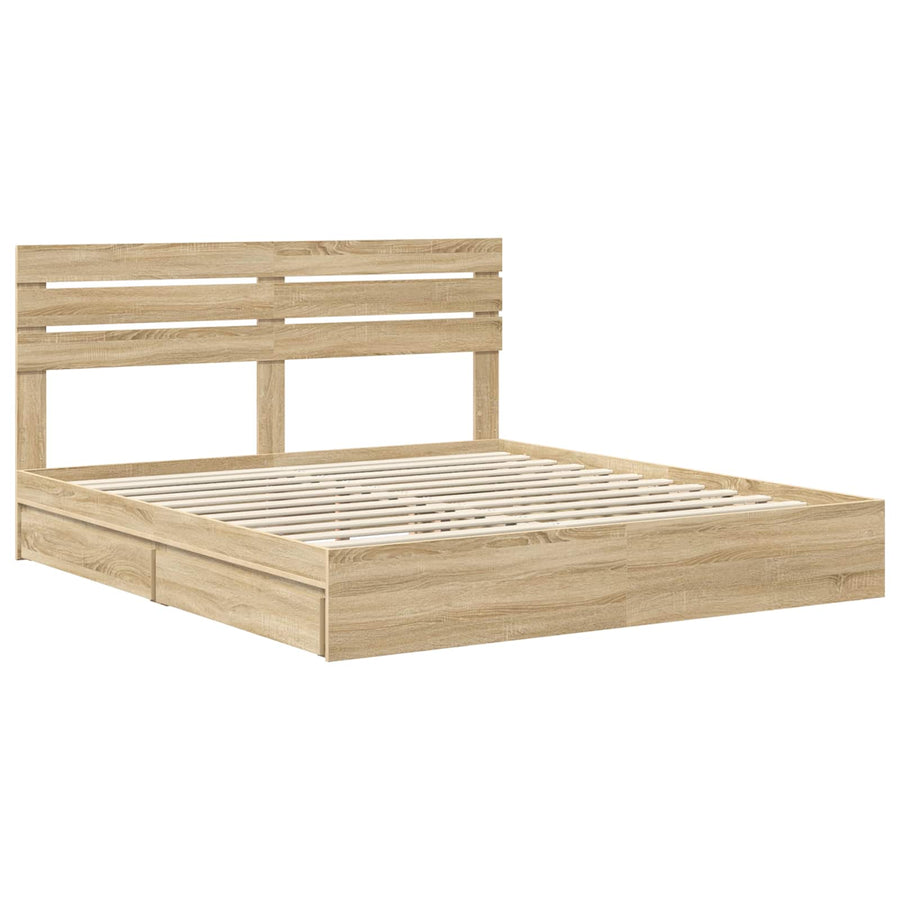 Opslag bed met lade Sonoma Eiken 180 x 200 cm Bewerkt hout
