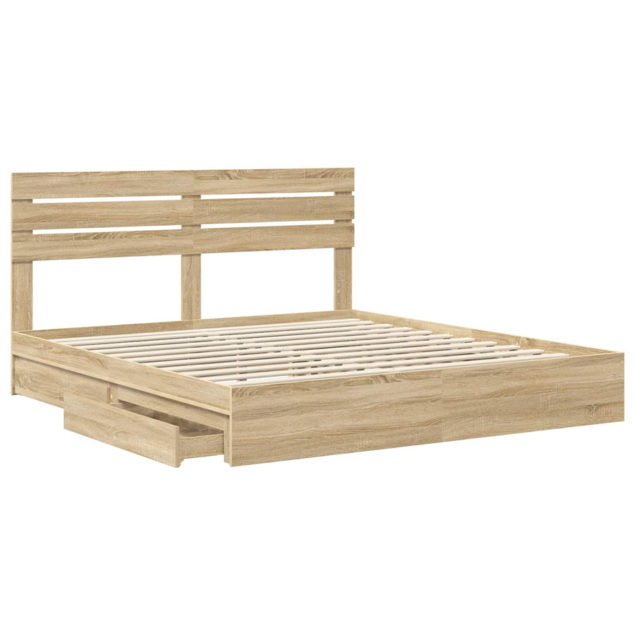Opslag bed met lade Sonoma Eiken 180 x 200 cm Bewerkt hout