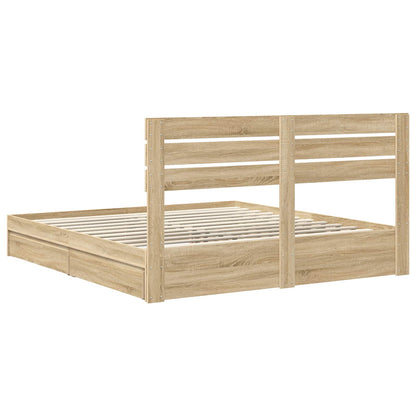 Opslag bed met lade Sonoma Eiken 180 x 200 cm Bewerkt hout