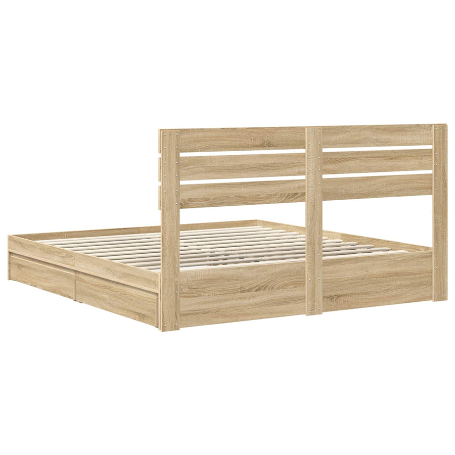 Opslag bed met lade Sonoma Eiken 180 x 200 cm Bewerkt hout