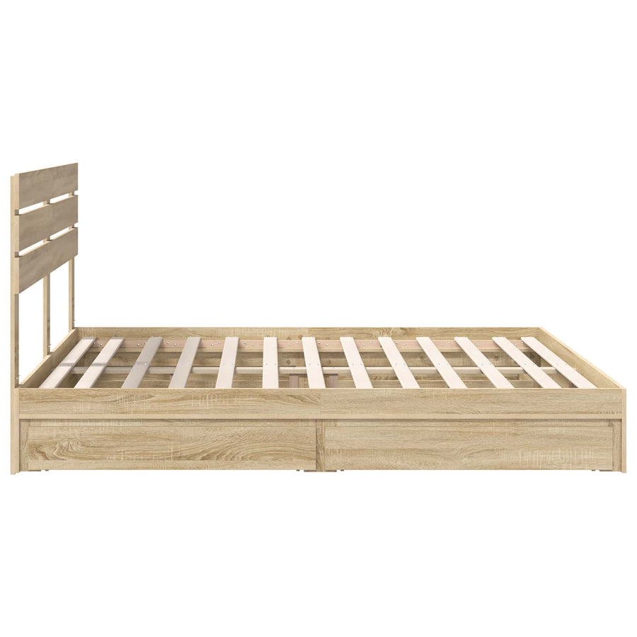 Opslag bed met lade Sonoma Eiken 180 x 200 cm Bewerkt hout