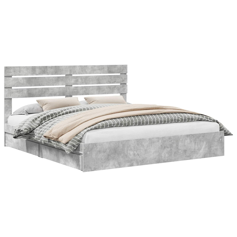 Bedframe met lade Beton Grijs 180 x 200 cm Bewerkt hout