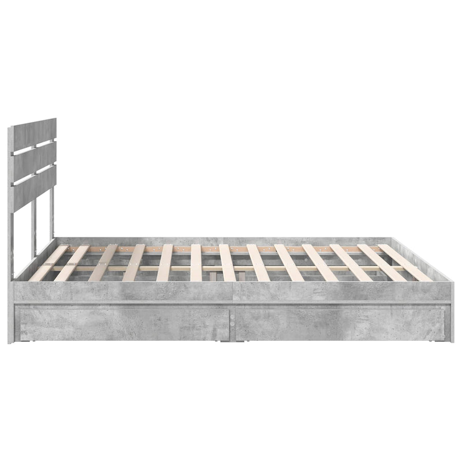 Bedframe met lade Beton Grijs 180 x 200 cm Bewerkt hout