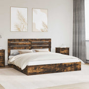 Opslagbed 180x200 cm gerookt eiken met lade