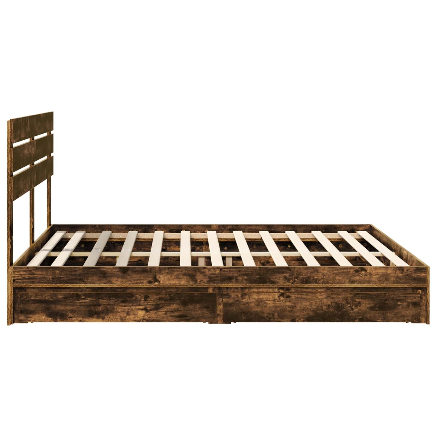 Opslag bed met lade Gerookt eiken 180 x 200 cm Bewerkt hout