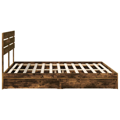 Opslag bed met lade Gerookt eiken 180 x 200 cm Bewerkt hout