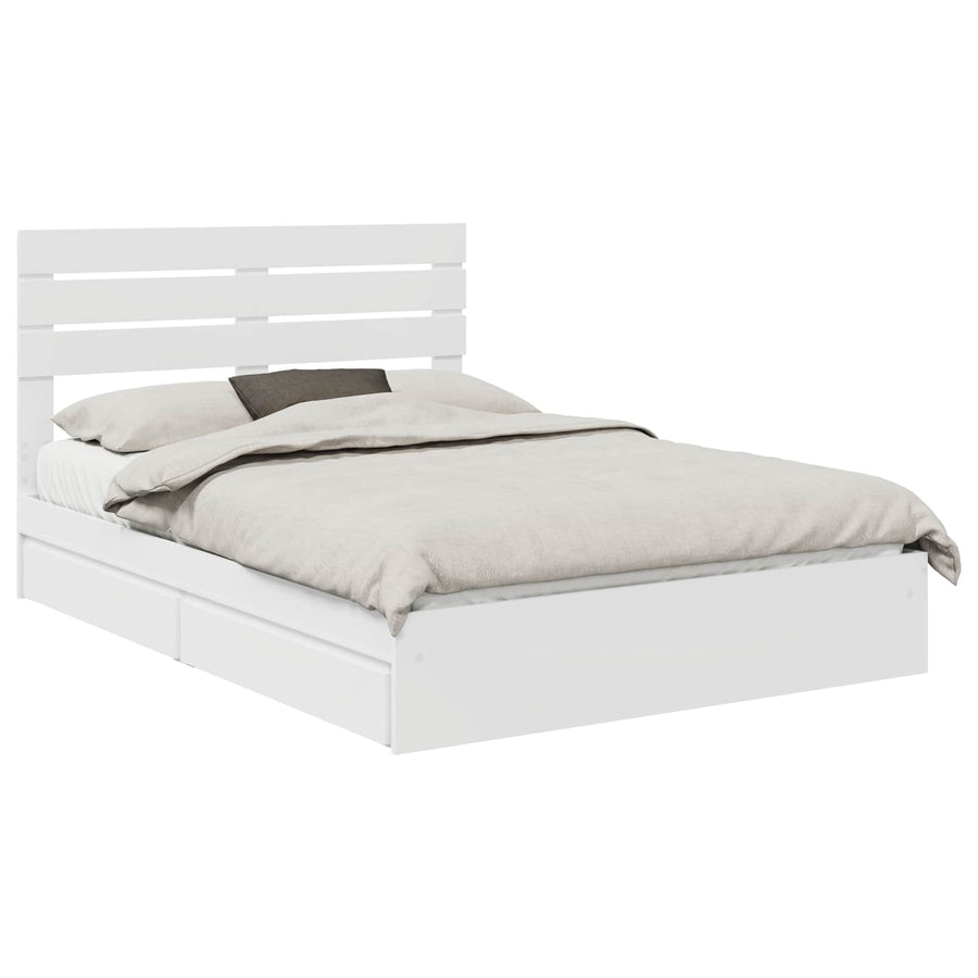 Opslag bed met hoofdeinde Wit 160 x 200 cm Bewerkt hout