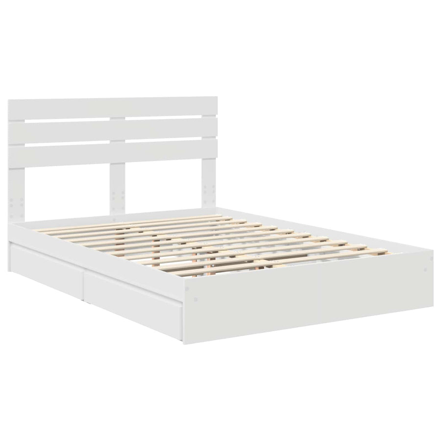 Opslag bed met hoofdeinde Wit 160 x 200 cm Bewerkt hout