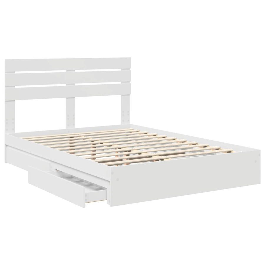 Opslag bed met hoofdeinde Wit 160 x 200 cm Bewerkt hout