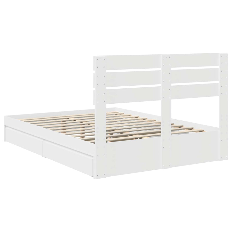 Opslag bed met hoofdeinde Wit 160 x 200 cm Bewerkt hout