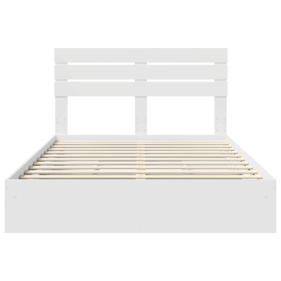 Opslag bed met hoofdeinde Wit 160 x 200 cm Bewerkt hout