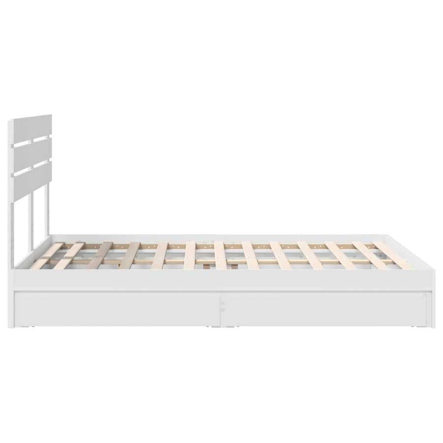 Opslag bed met hoofdeinde Wit 160 x 200 cm Bewerkt hout