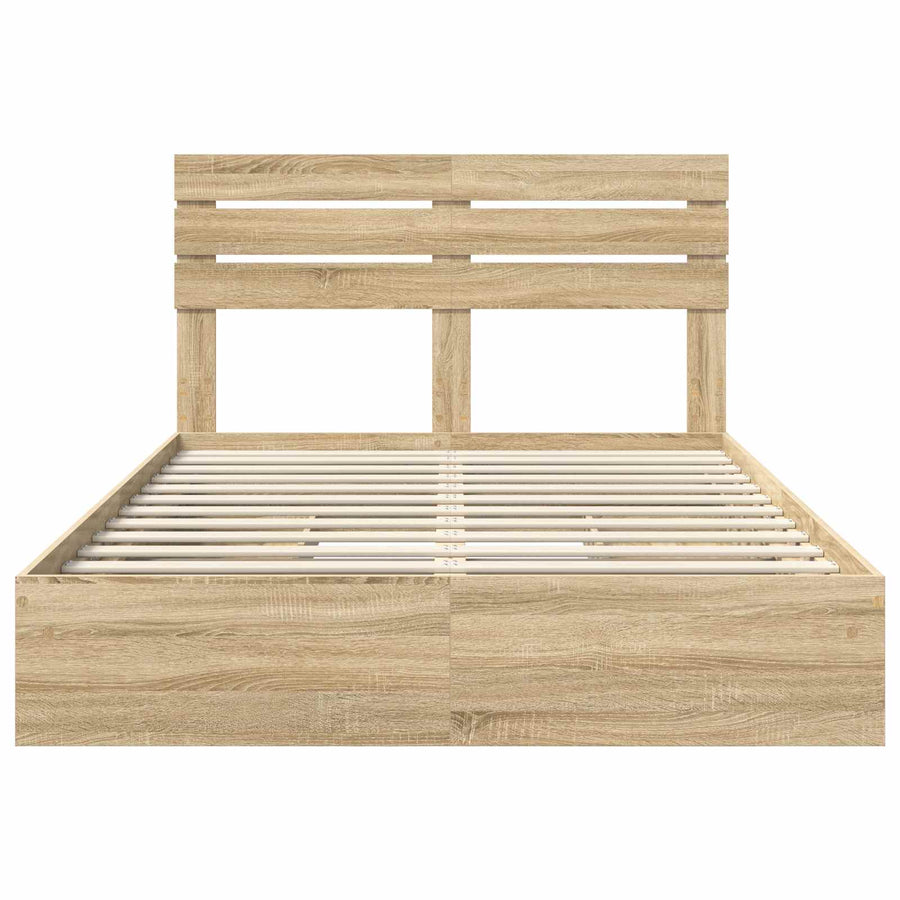 Opslag bed met lade Sonoma Eiken 160 x 200 cm Bewerkt hout