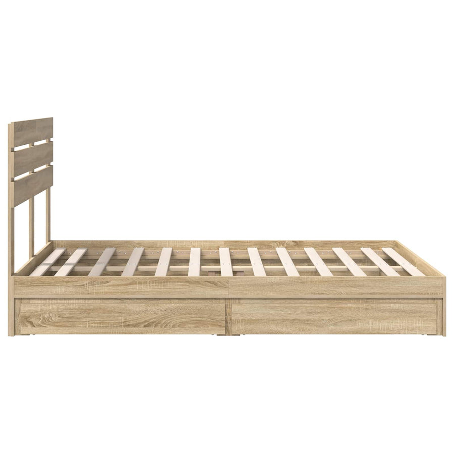 Opslag bed met lade Sonoma Eiken 160 x 200 cm Bewerkt hout