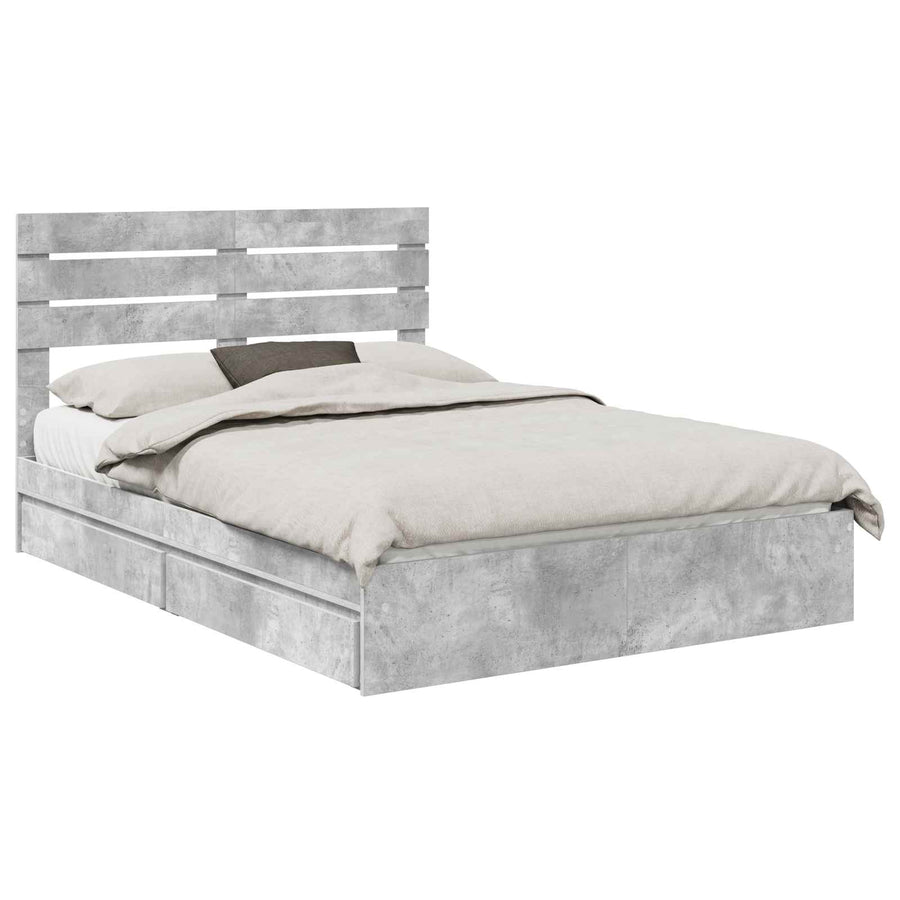 Bedframe met lade Beton Grijs 150 x 200 cm Bewerkt hout