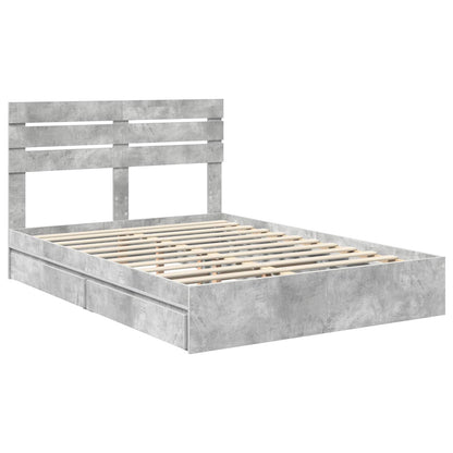 Bedframe met lade Beton Grijs 150 x 200 cm Bewerkt hout