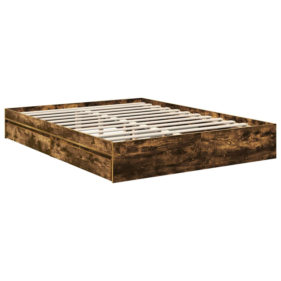 Bedframe met lade Beton Grijs 150 x 200 cm Bewerkt hout