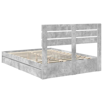 Bedframe met lade Beton Grijs 150 x 200 cm Bewerkt hout