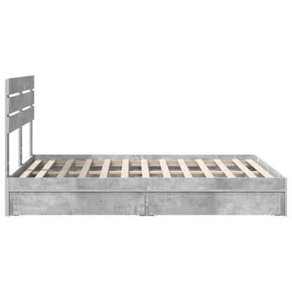 Bedframe met lade Beton Grijs 150 x 200 cm Bewerkt hout