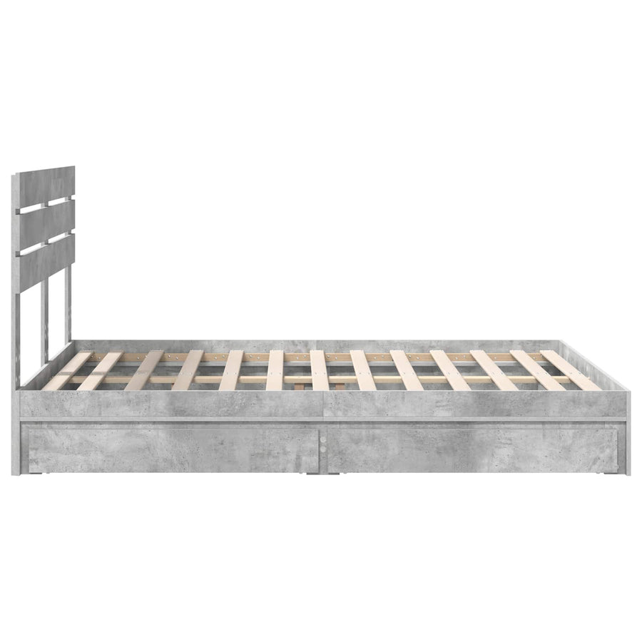 Bedframe met lade Beton Grijs 150 x 200 cm Bewerkt hout