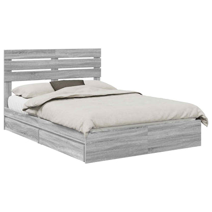 Bedframe met lade Grijs Sonoma 150 x 200 cm Bewerkt hout