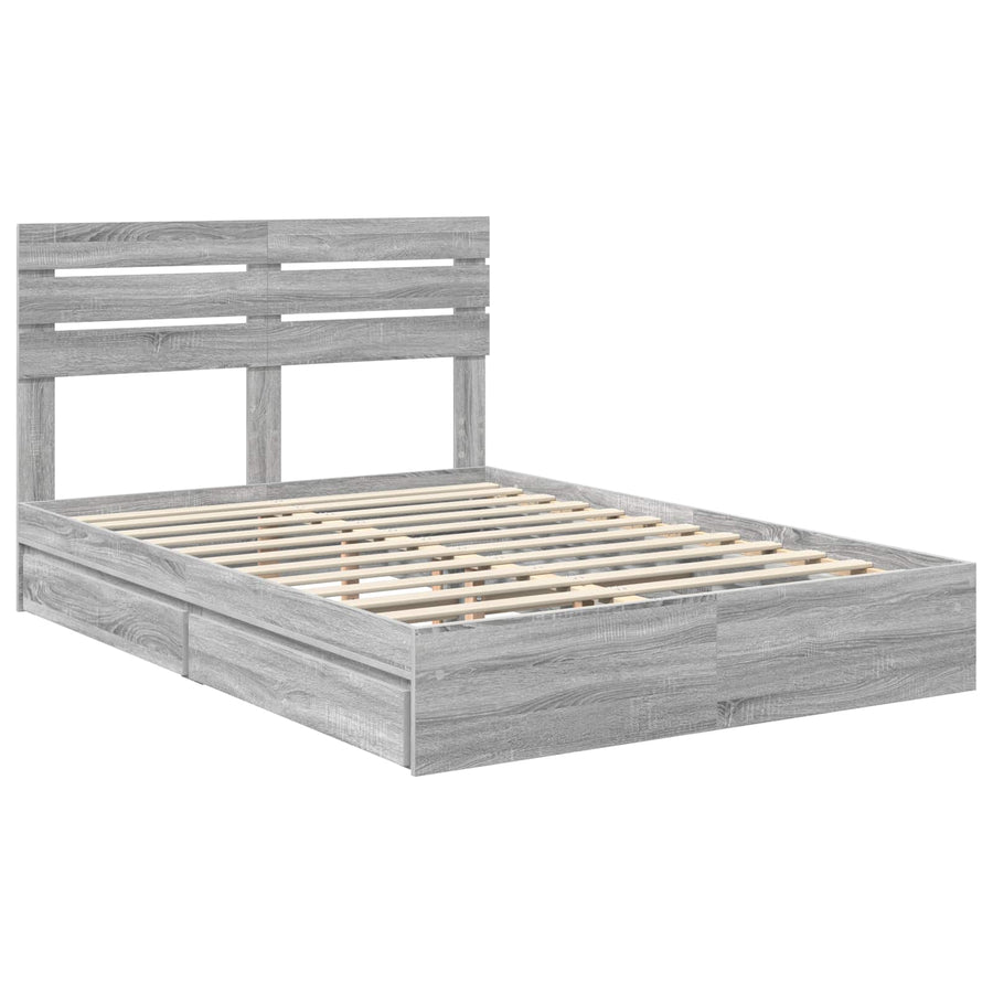 Bedframe met lade Grijs Sonoma 150 x 200 cm Bewerkt hout