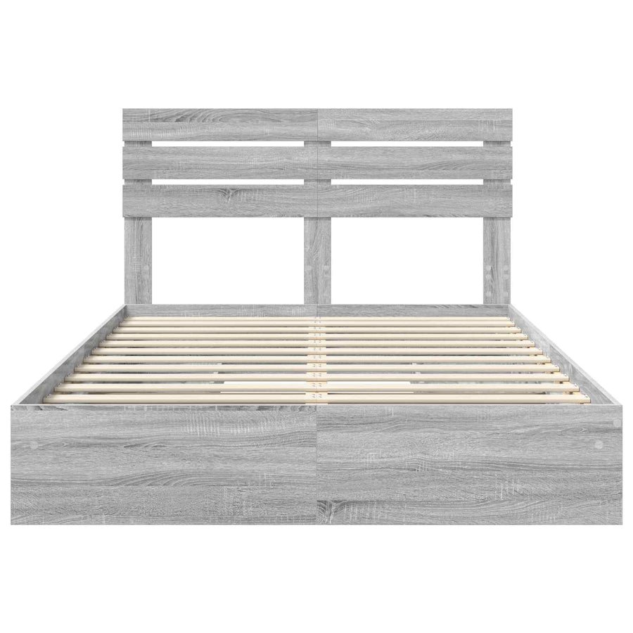 Bedframe met lade Grijs Sonoma 150 x 200 cm Bewerkt hout
