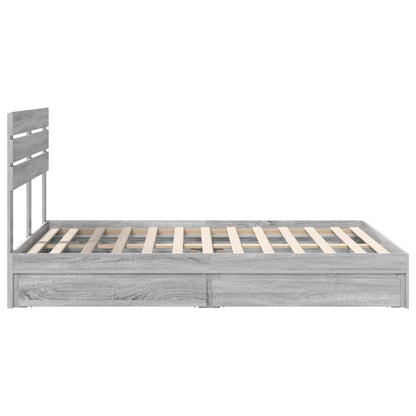 Bedframe met lade Grijs Sonoma 150 x 200 cm Bewerkt hout