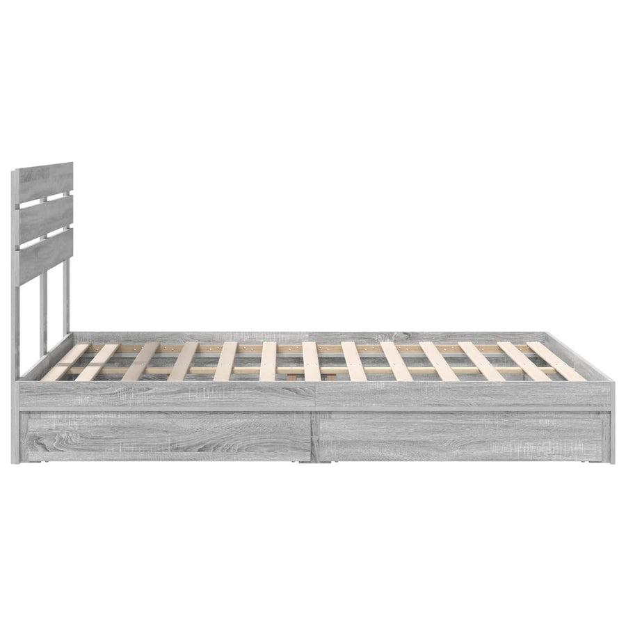 Bedframe met lade Grijs Sonoma 150 x 200 cm Bewerkt hout