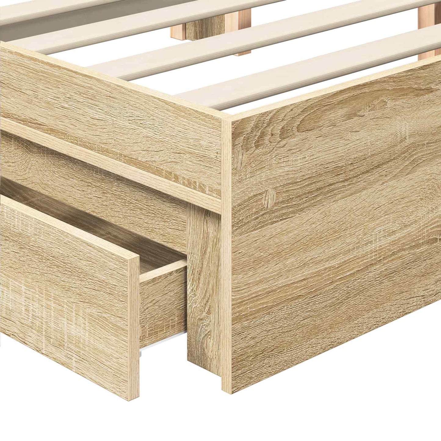Opslag bed met hoofdeinde Wit 140 x 200 cm Bewerkt hout