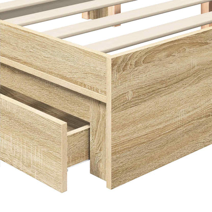 Opslag bed met hoofdeinde Wit 140 x 200 cm Bewerkt hout