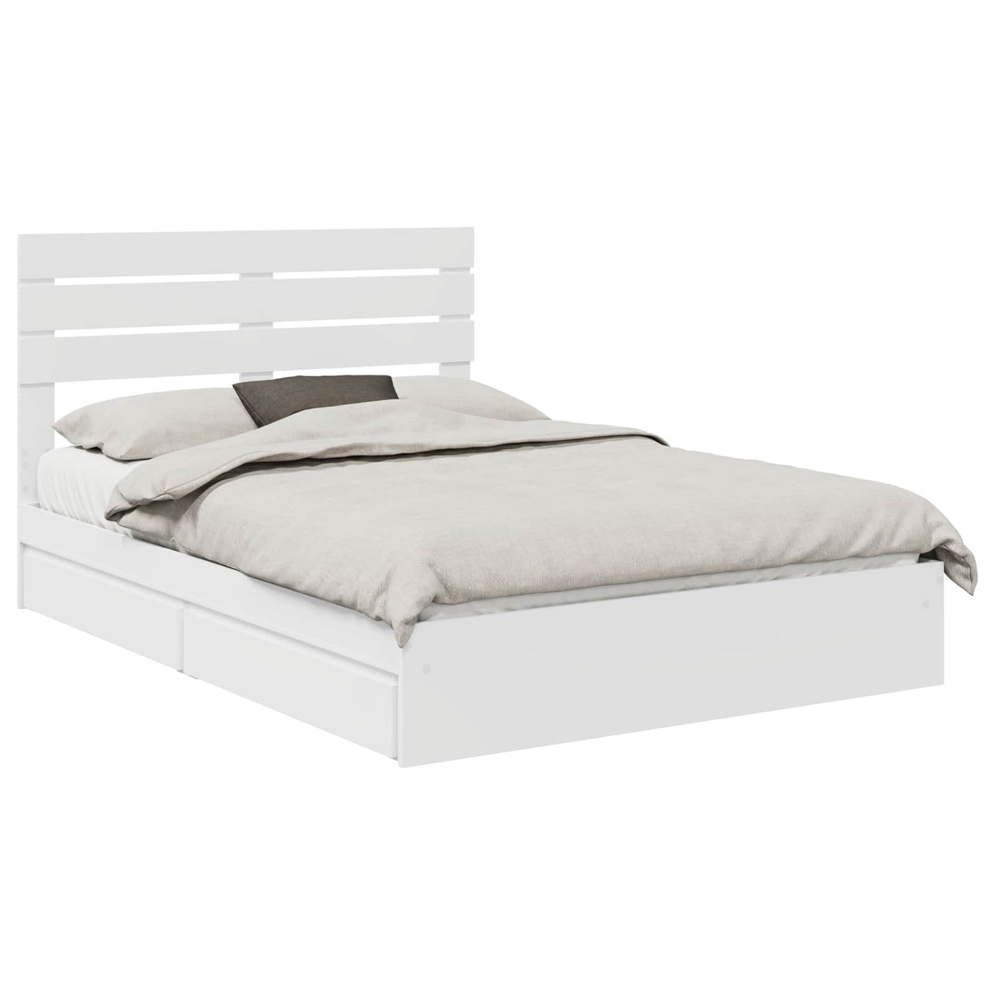 Opslag bed met hoofdeinde Wit 140 x 200 cm Bewerkt hout